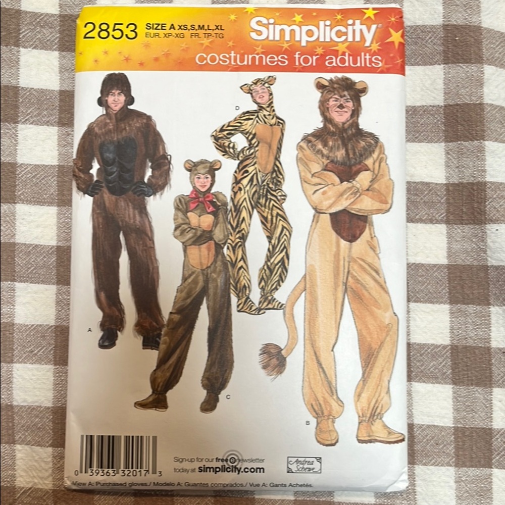 Simplicity Pattern 2853 Costumes for Adults Size A XS, S, M, L, XL, New
